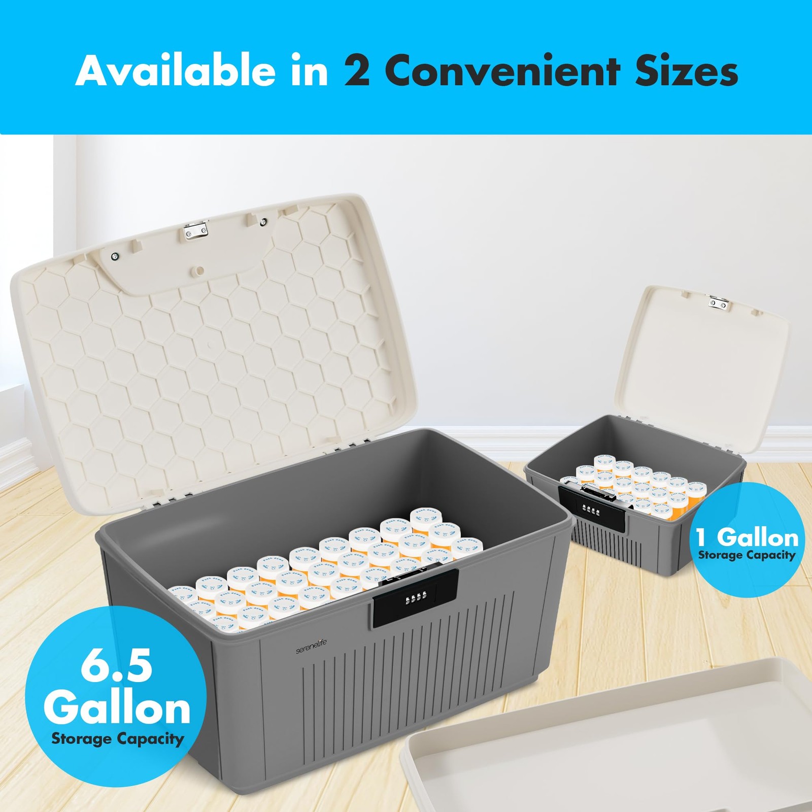 SereneLife Lockable Storage Container Bin, 6.5 Gallon Stadard, Standard