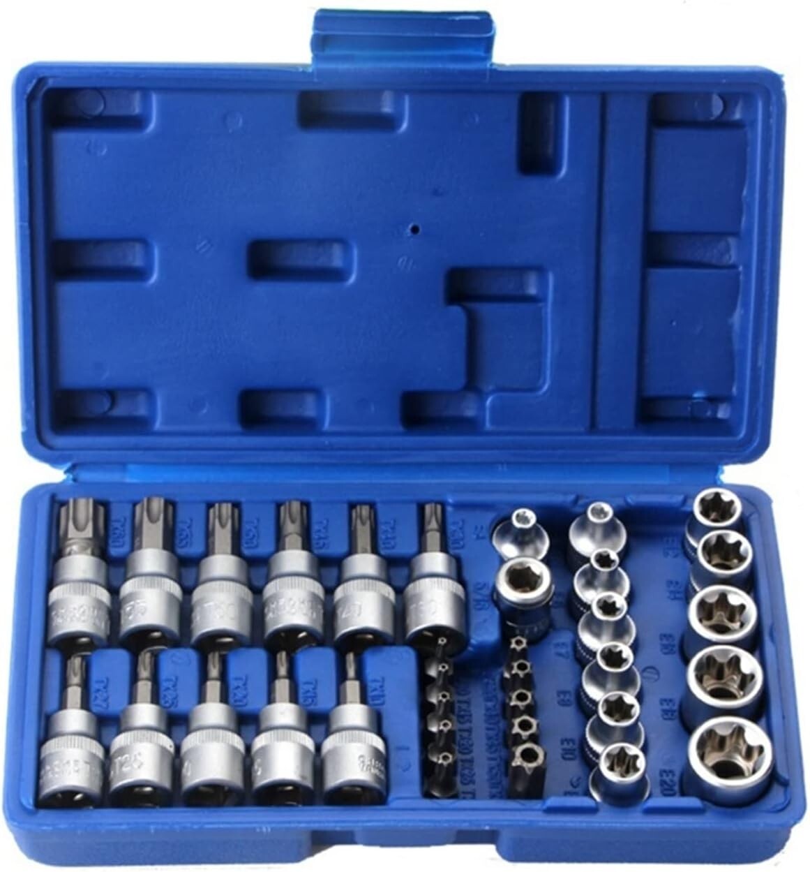 34 Pcs Drive Male Female Torx Star Bit Socket E-socket Set Handheld Tool + Case