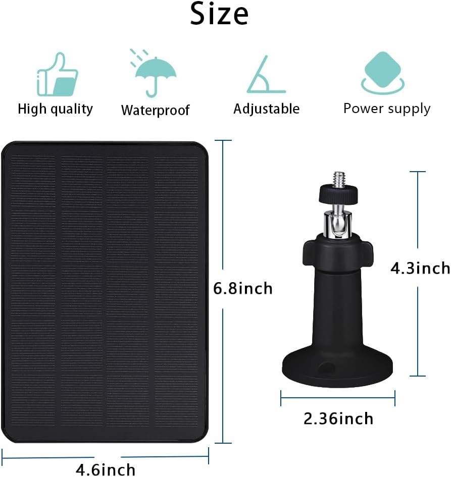 Camera Solar Panel Compatible with WYZE Battery Cam Pro Wireless 1 Pack Black