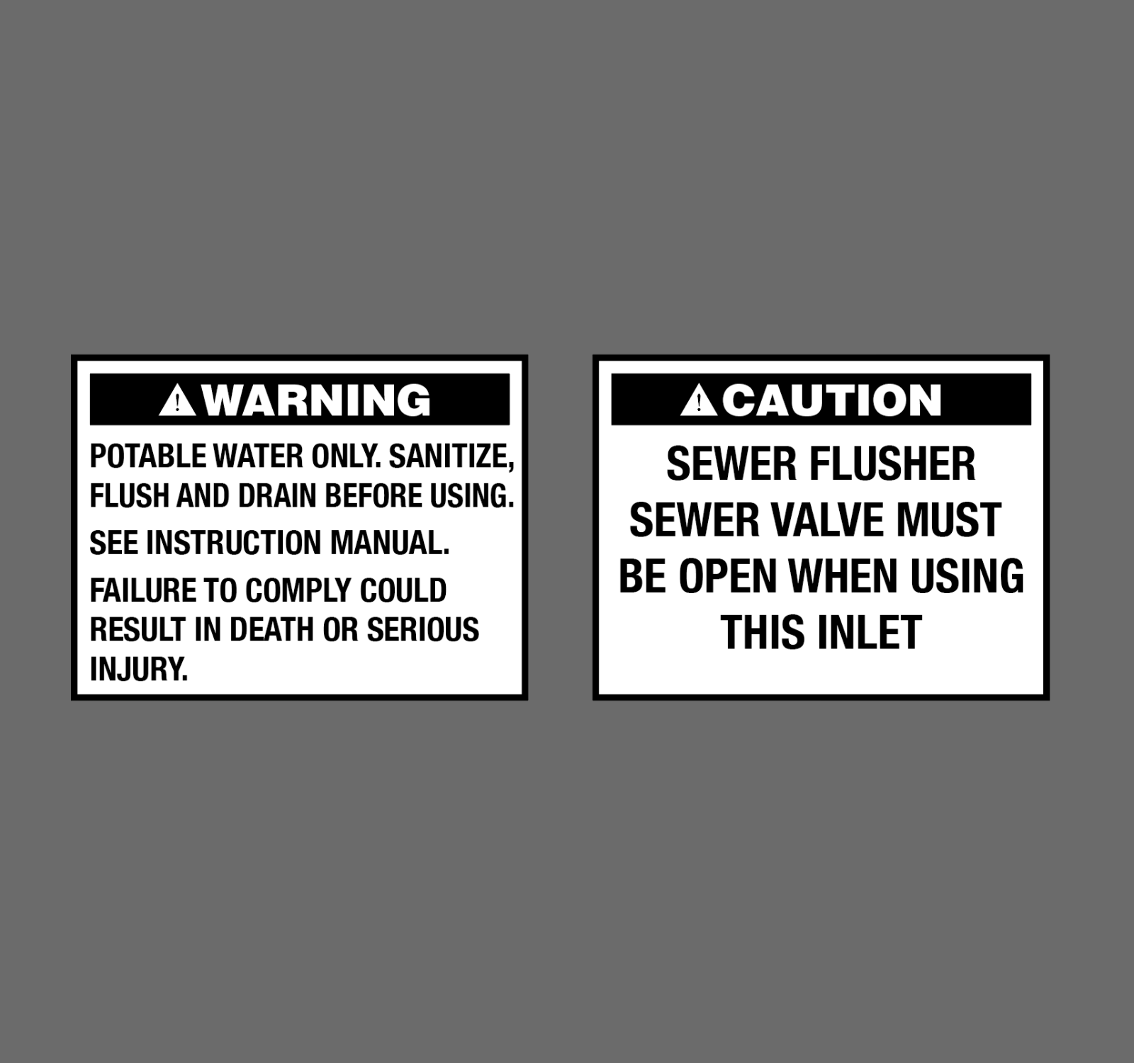 RV Camper Motorhome 5th Potable Water Only Sewer Flush Tank Label Decals Sticker