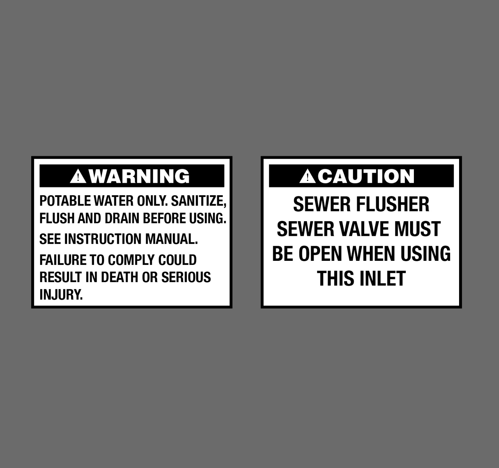 RV Camper Motorhome 5th Potable Water Only Sewer Flush Tank Label Sticker 3.75"