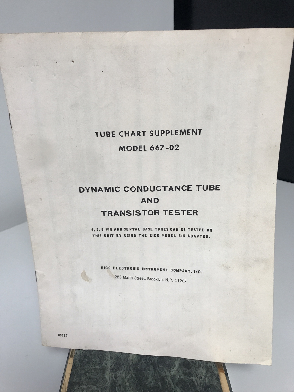 VTG TUBE CHART SUPPLEMENT 667-02 DYNAMIC CONDUCTANCE TUBE TESTER