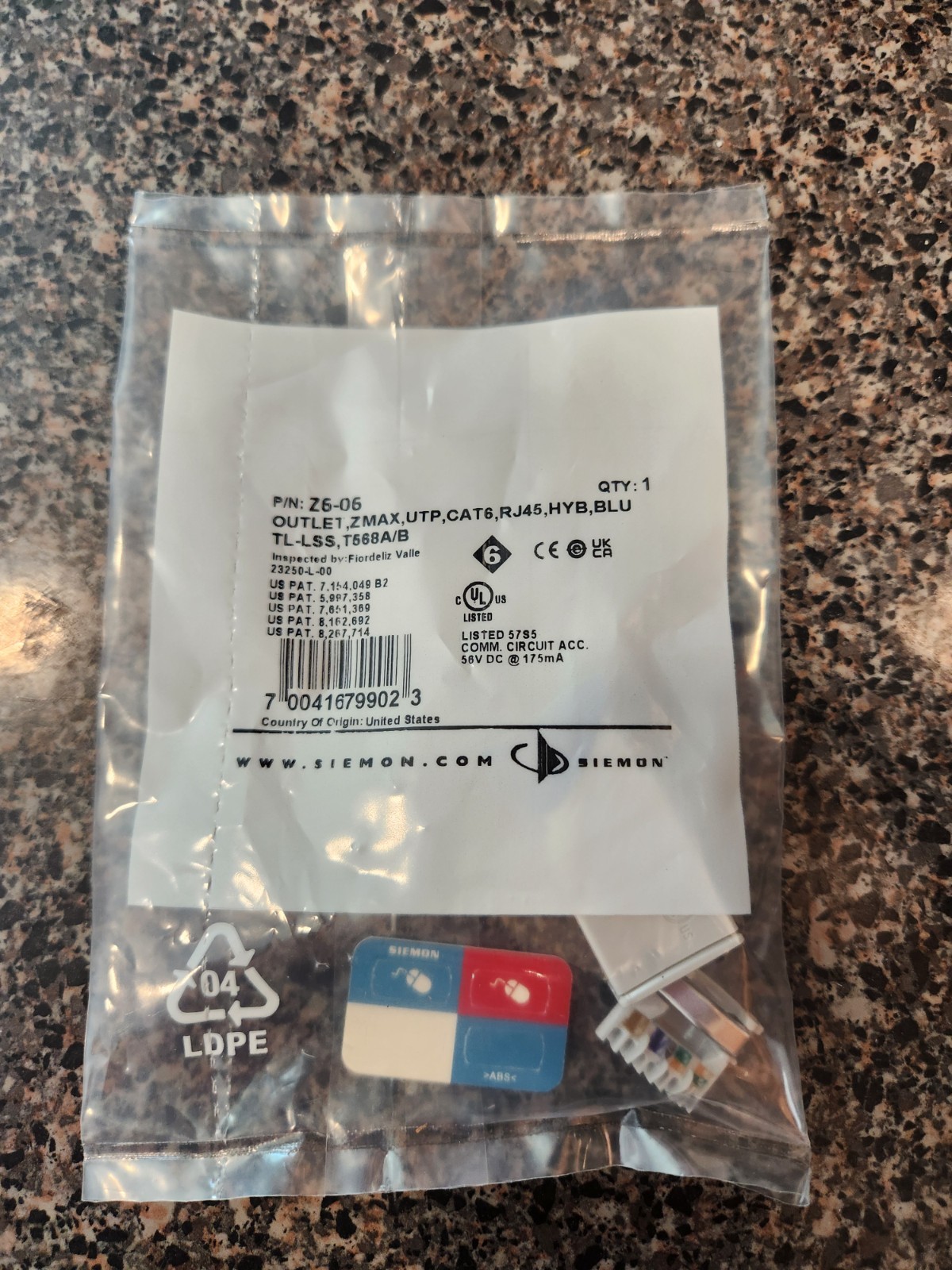 Siemens Z6-06 ZMAX jack, QTY 74. UTP, CAT6 Blue with tool - Free Shipping!