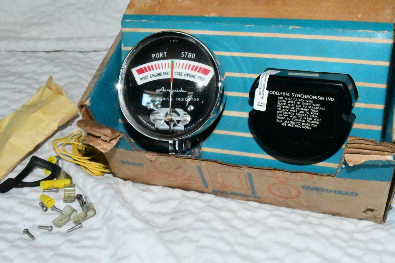 Vintage Airguide Synchronism Indicator Port Engine Gauge, Speed Marine Boat MINT