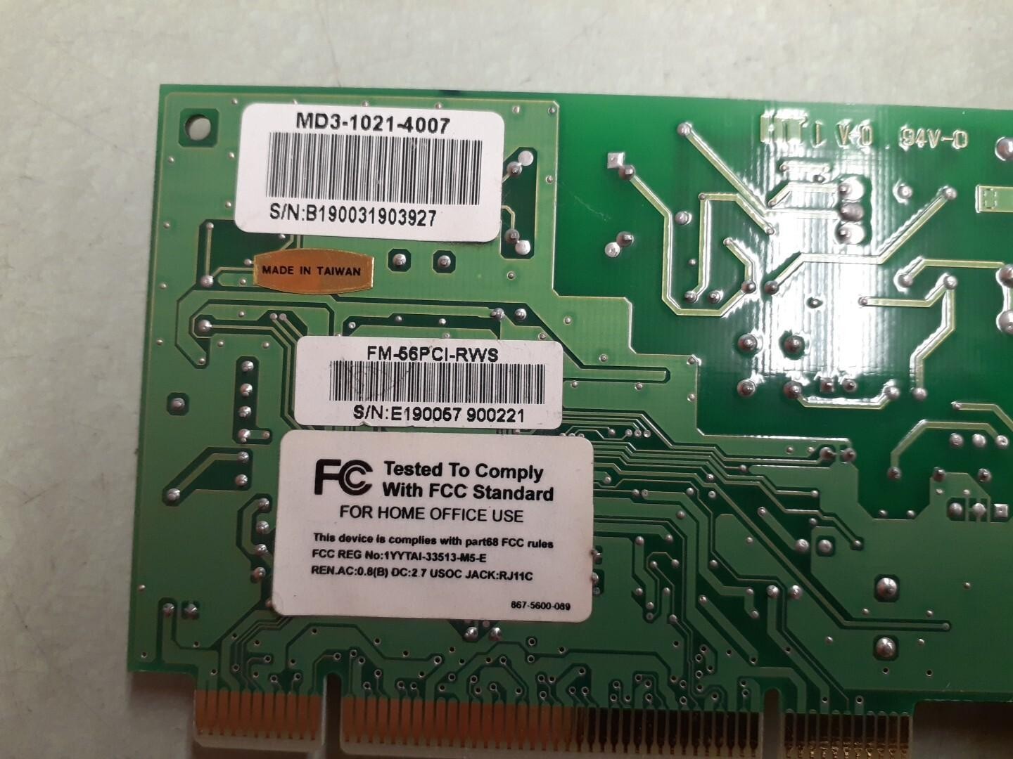 Well FM-56PCI 552-0001-D001 Modem PCI Card