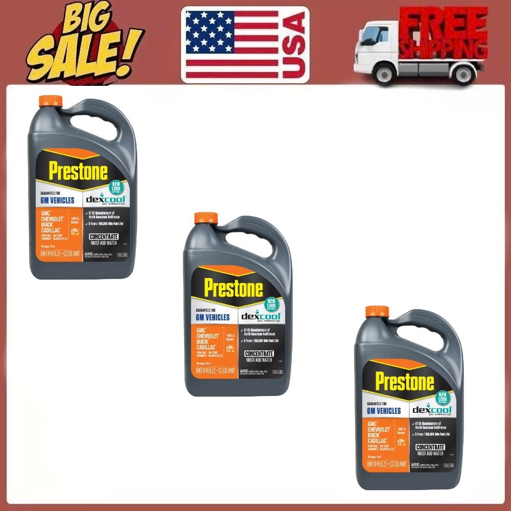 3 Packs Prestone Dex-Cool Anitfreeze/Coolant Concentrate, 1gal