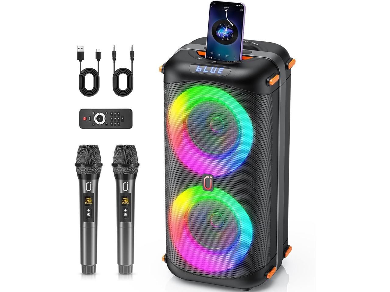 JYX Party Speaker, Portable Karaoke Machine, Dual Sub, Wireless Outdoor Speakers