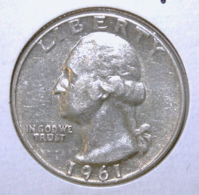 S7 - United States Washington Quarter 25 Cents 1961 Extremely Fine + Silver Coin