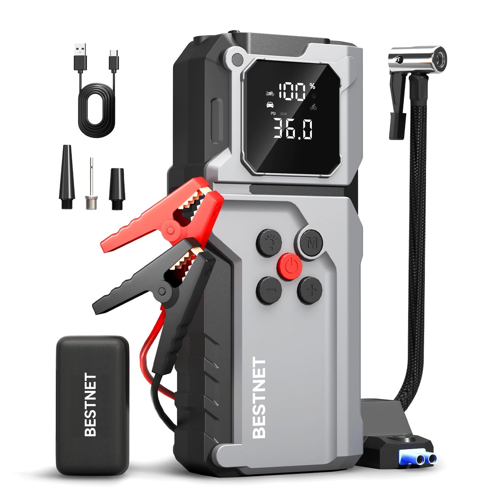 Q27 Jump Starter with Air Compressor, 3000A Portable Car Battery Booster, 150...