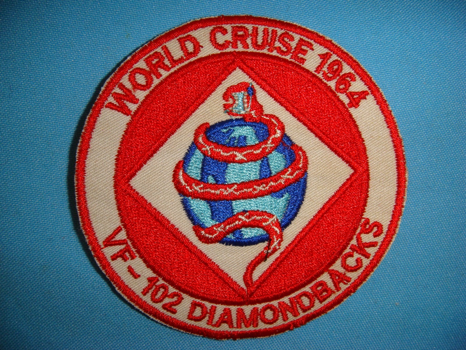 VIETNAM WAR PATCH, US  VF-102 DIAMONDBACKS WORLD CRUISE 1964