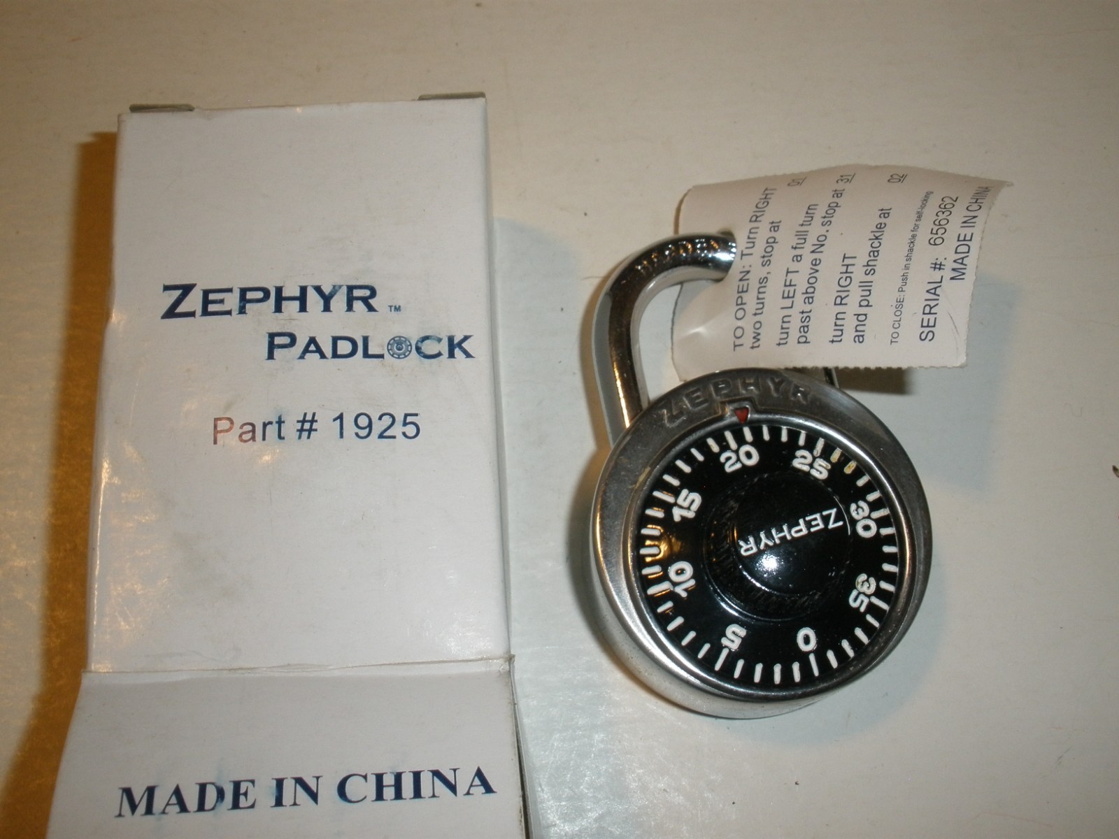 NEW  Zephyr Padlock Combination #1925 (SU59)