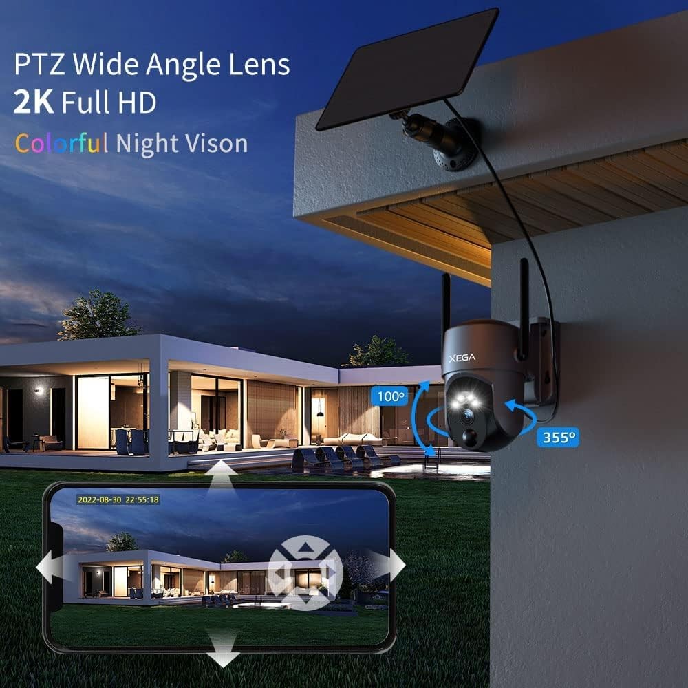 Xega Security Camera Wireless 1 Count (Pack of 1), 1-Pack with Solar Panel