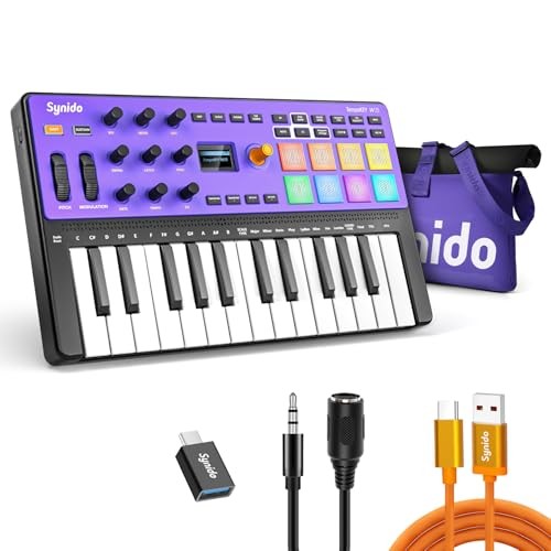 USB C MIDI Controller Keyboard 25 Keys Wireless MIDI Rechargeable with 8
