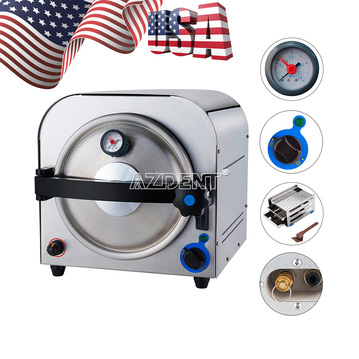Dental Autoclave Steam Sterilizer Medical Drying Class B Steam Sterilizer + Gift