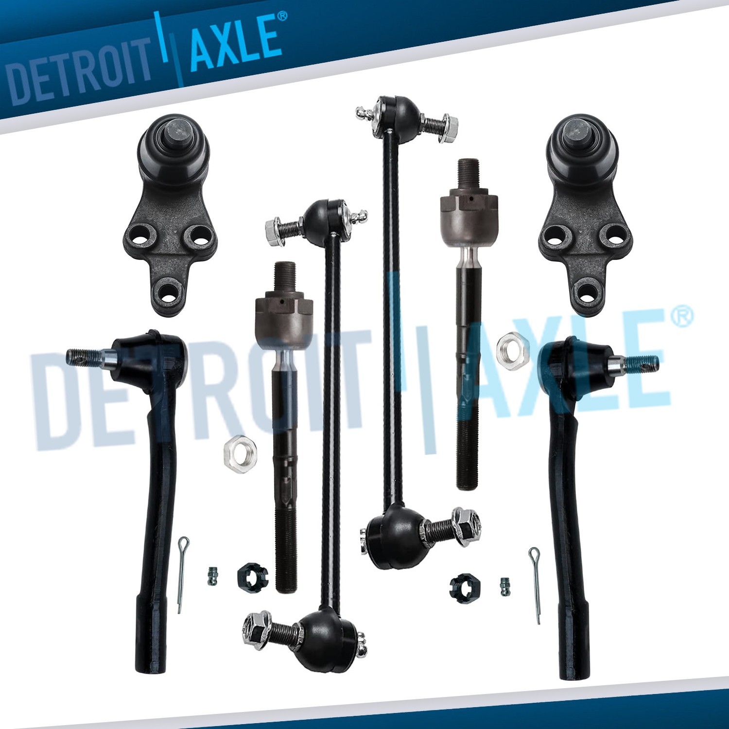 Front Tie Rods Lower Ball Joints Sway Bars Kit for Hyundai Entourage Kia Sedona