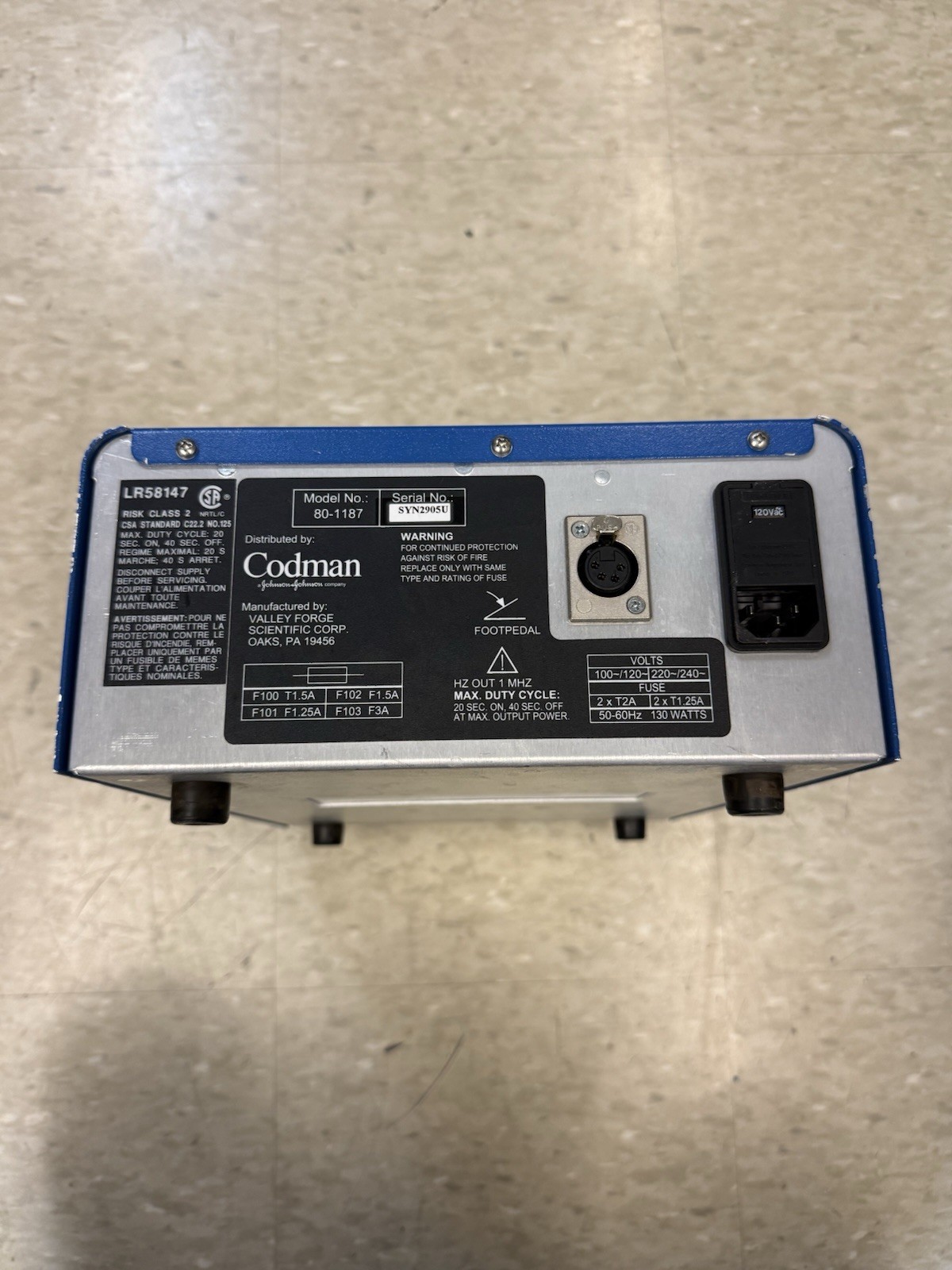 Codman Synergy Malis Precision Bipolar Coagulator 80-1187