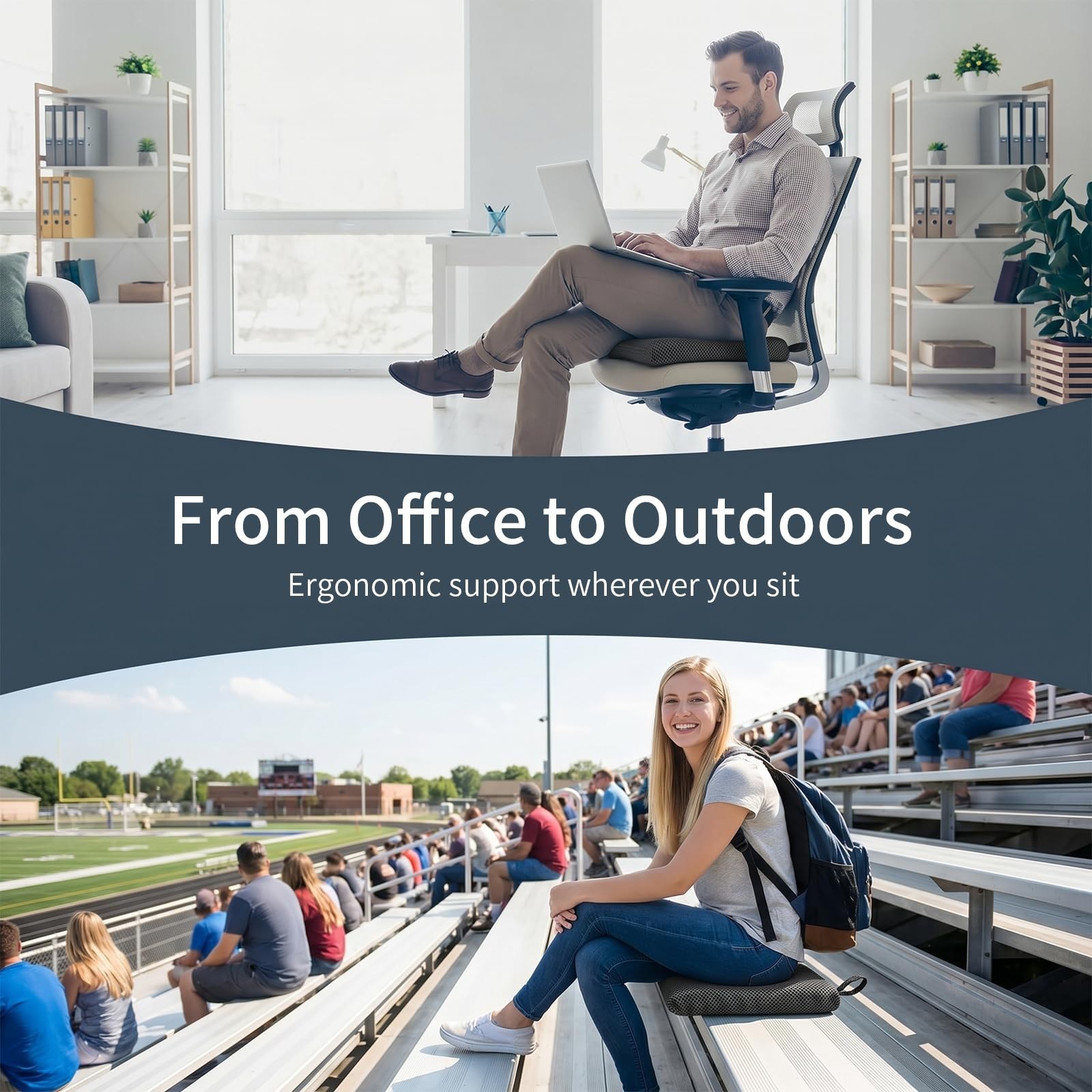 Anycosy Stadium Seat Cushion,Portable and Extra Thick Bleacher Seats Cushion ...