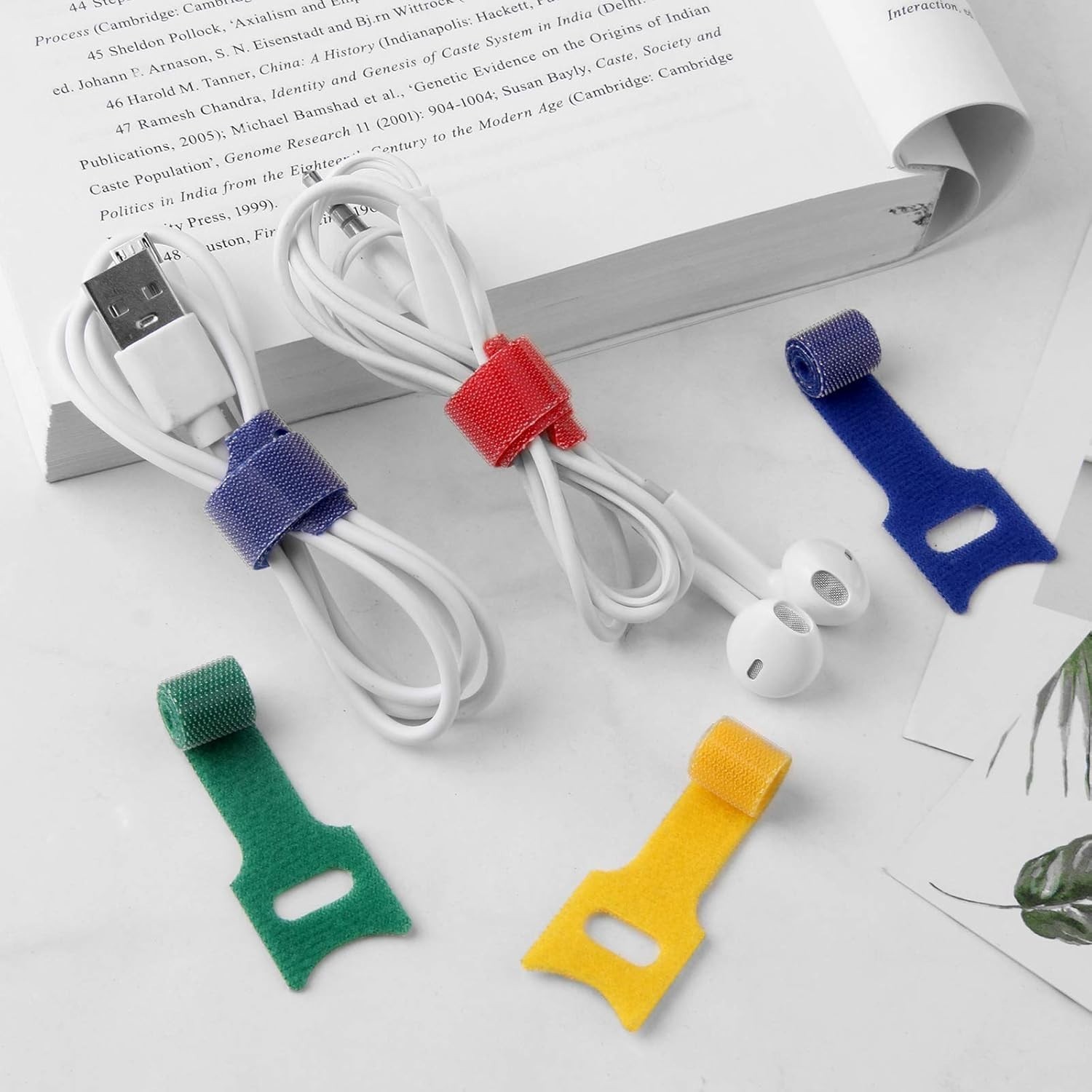Cable Ties 6 Inch Reusable Hook Loop Fastener Strap Nylon Multicolor 50 Pack ...