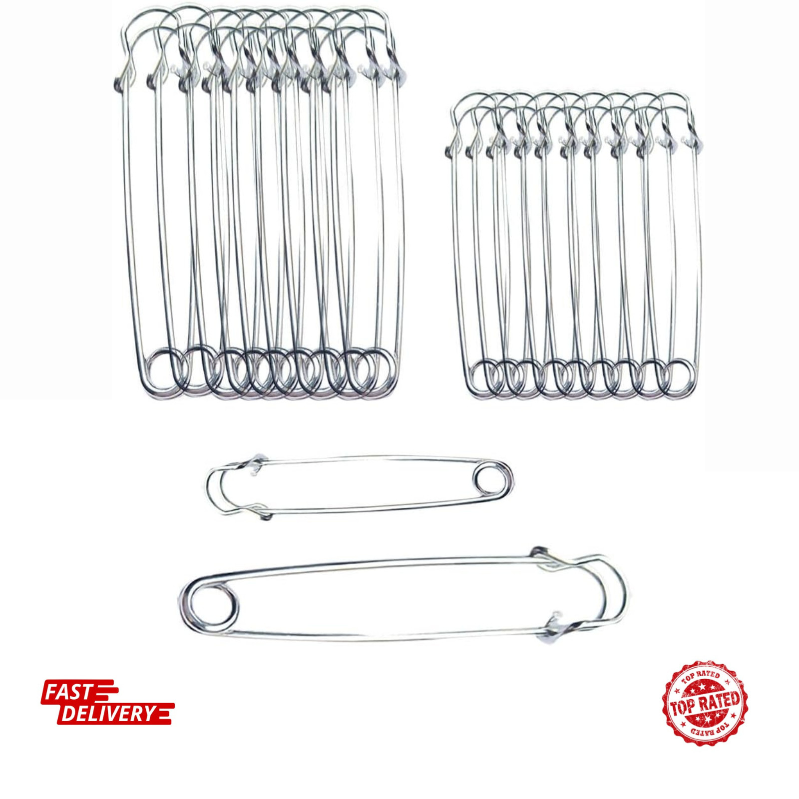 20PCS Large Safety Pins, 4Inch and 3Inch Heavy Duty Safety Pins for Fashion ...
