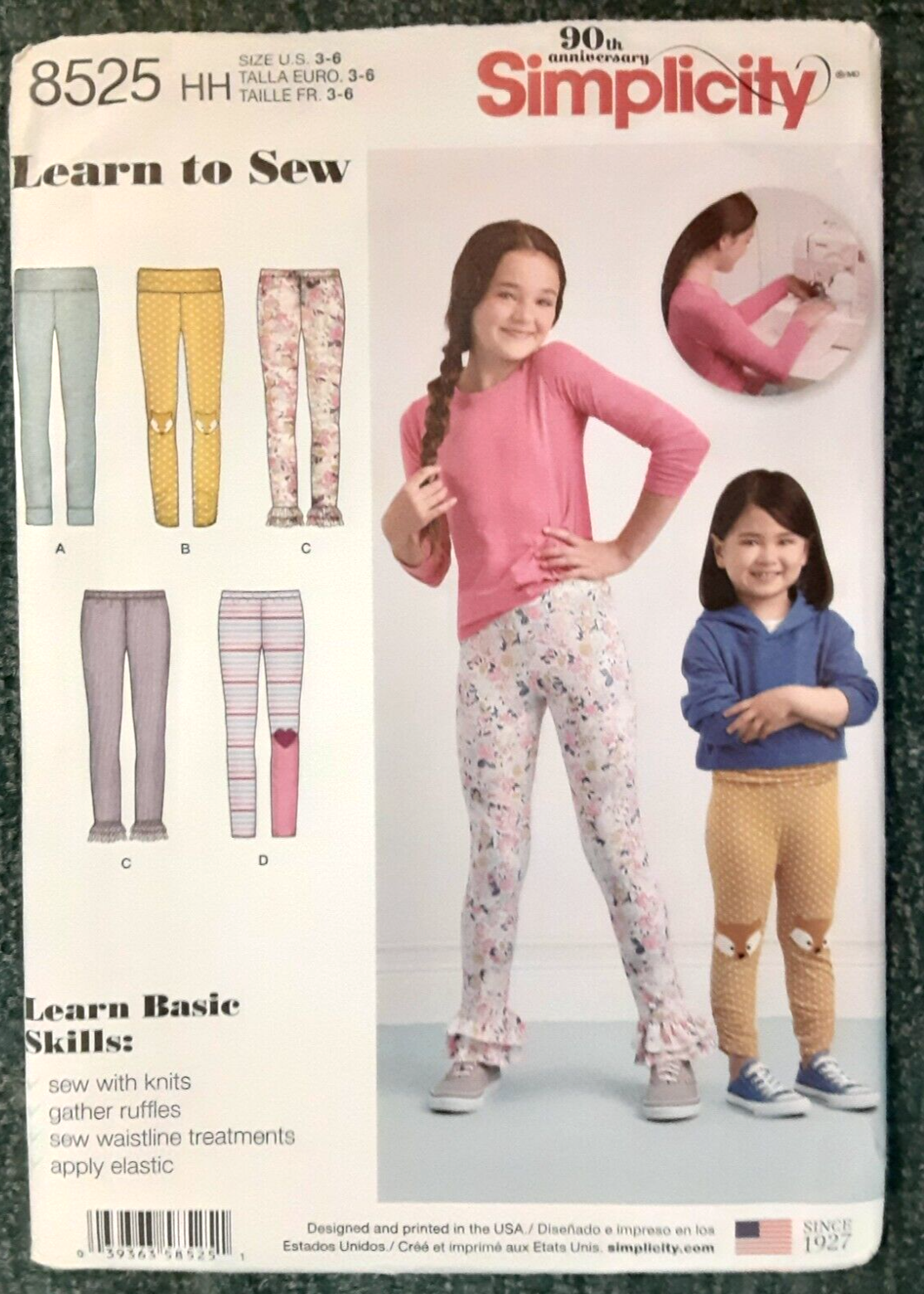 Simplicity Sewing Pattern 8525 Child Knit Leggings Craft Project (H)