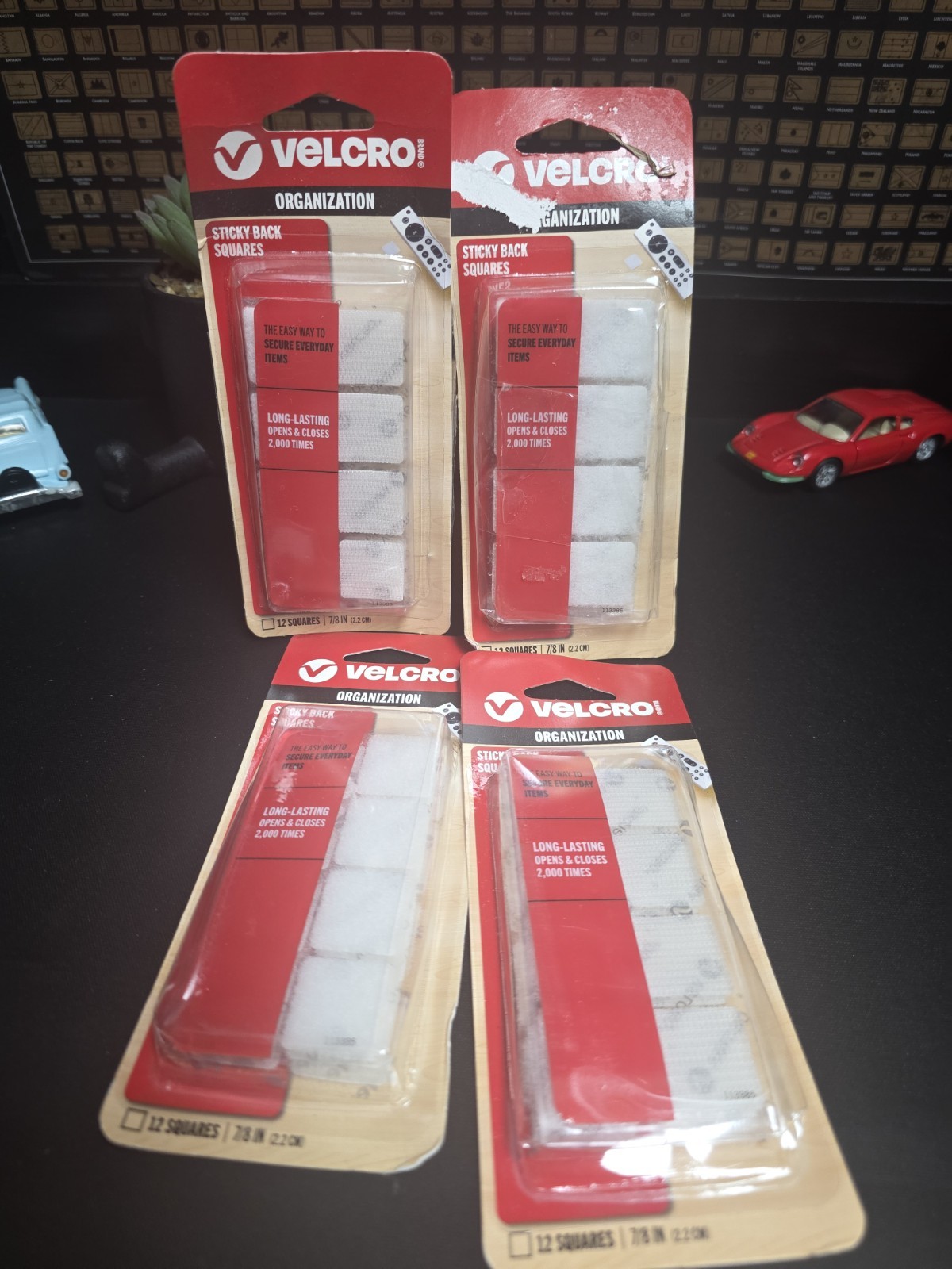 Lot Of 4 VELCRO(R) Brand STICKY BACK Squares 7/8" 12/Pkg White Free Shipping