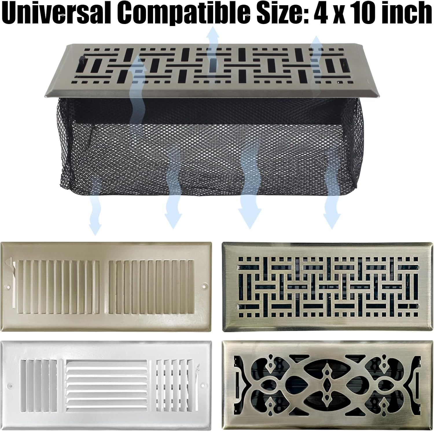 8 Pcs Floor Register Cover Trap, Floor Vent Filters for Registers 4x10, Vent Cat