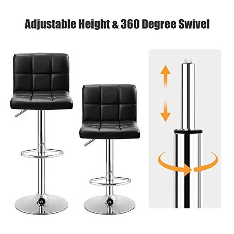 Swivel Bar Stool Adjustable Height PU Leather Kitchen Counter Chair W/ Back New