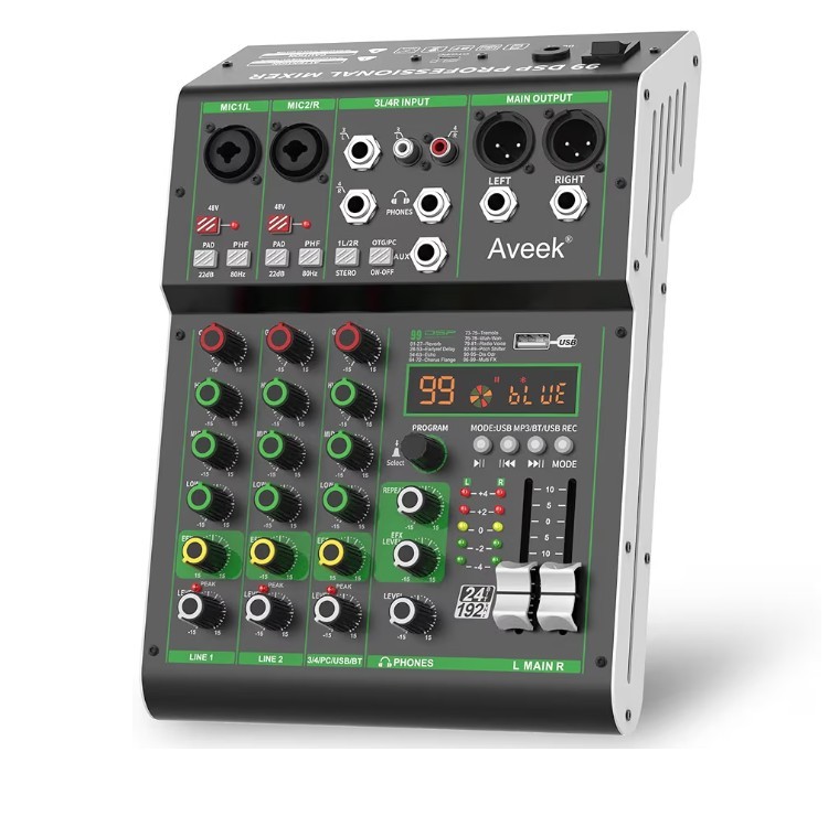 Audio Mixer Professional Sound Board 99 DSP Mini Mixer DJ Console USB Bluetooth