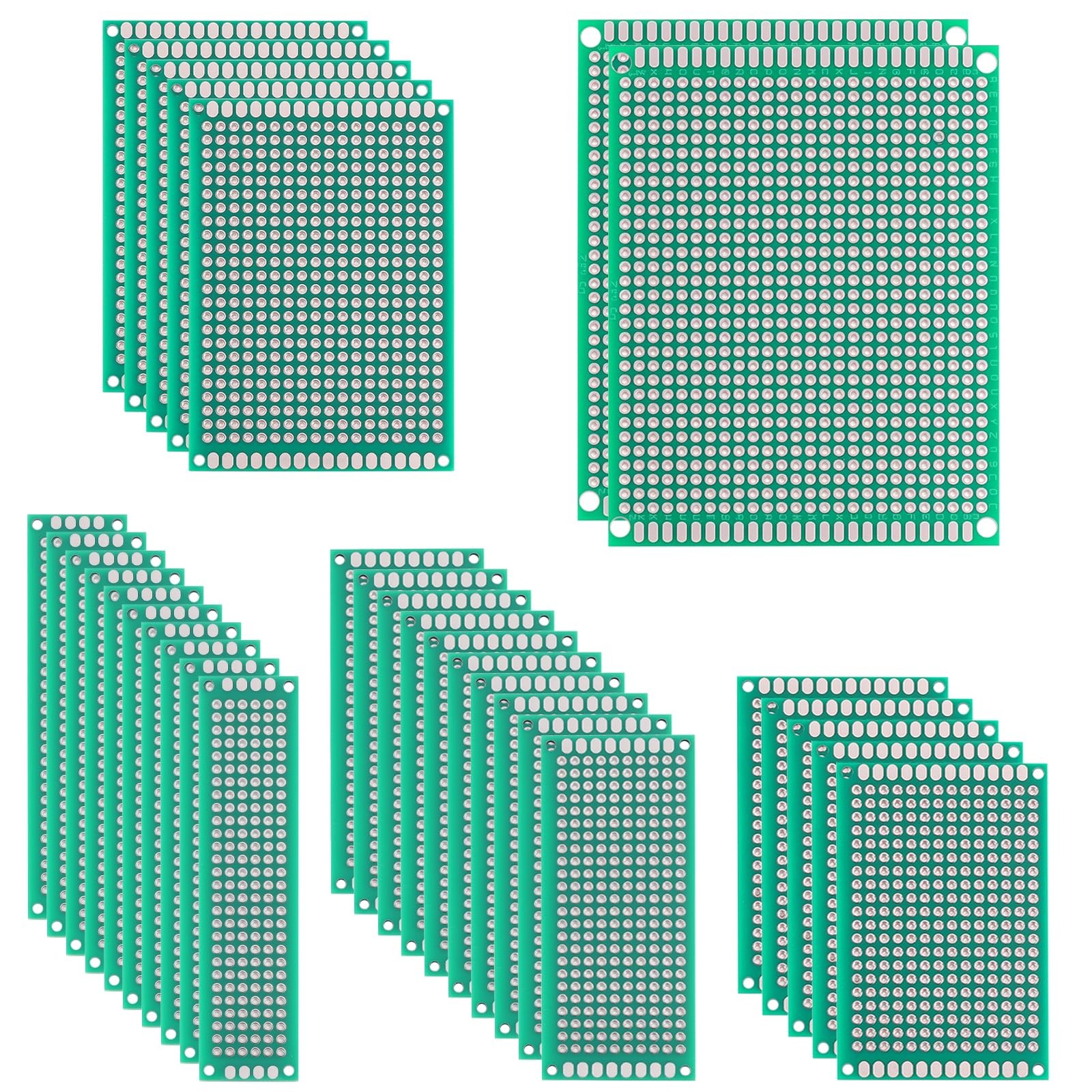 32 Pcs Green Double~Sided PCB Prototype Boards, 5 Sizes