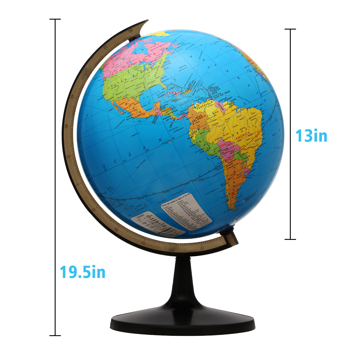 13'' World Globe with Stand Rotating Geography Ocean Classroom Learning Desktop