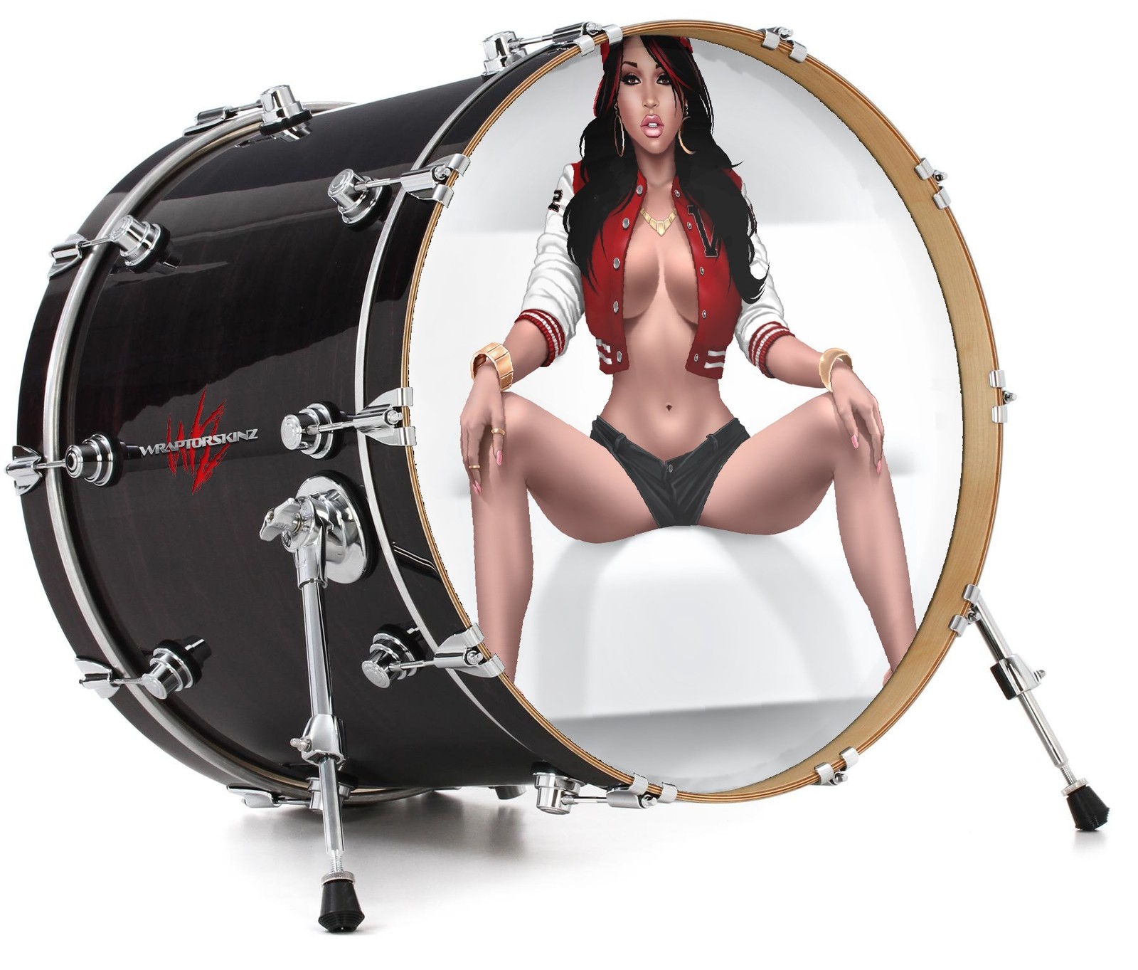 Vinyl Decal Skin for 26" Bass Kick Drum Heads Baller Sexy Pinup Girl