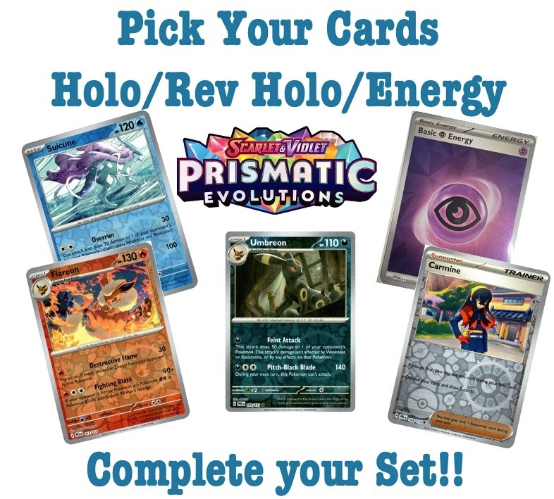 Pokemon Prismatic Evolutions Holo/Rev Holo/Reg/Holo Energy- Pick your card 1-131