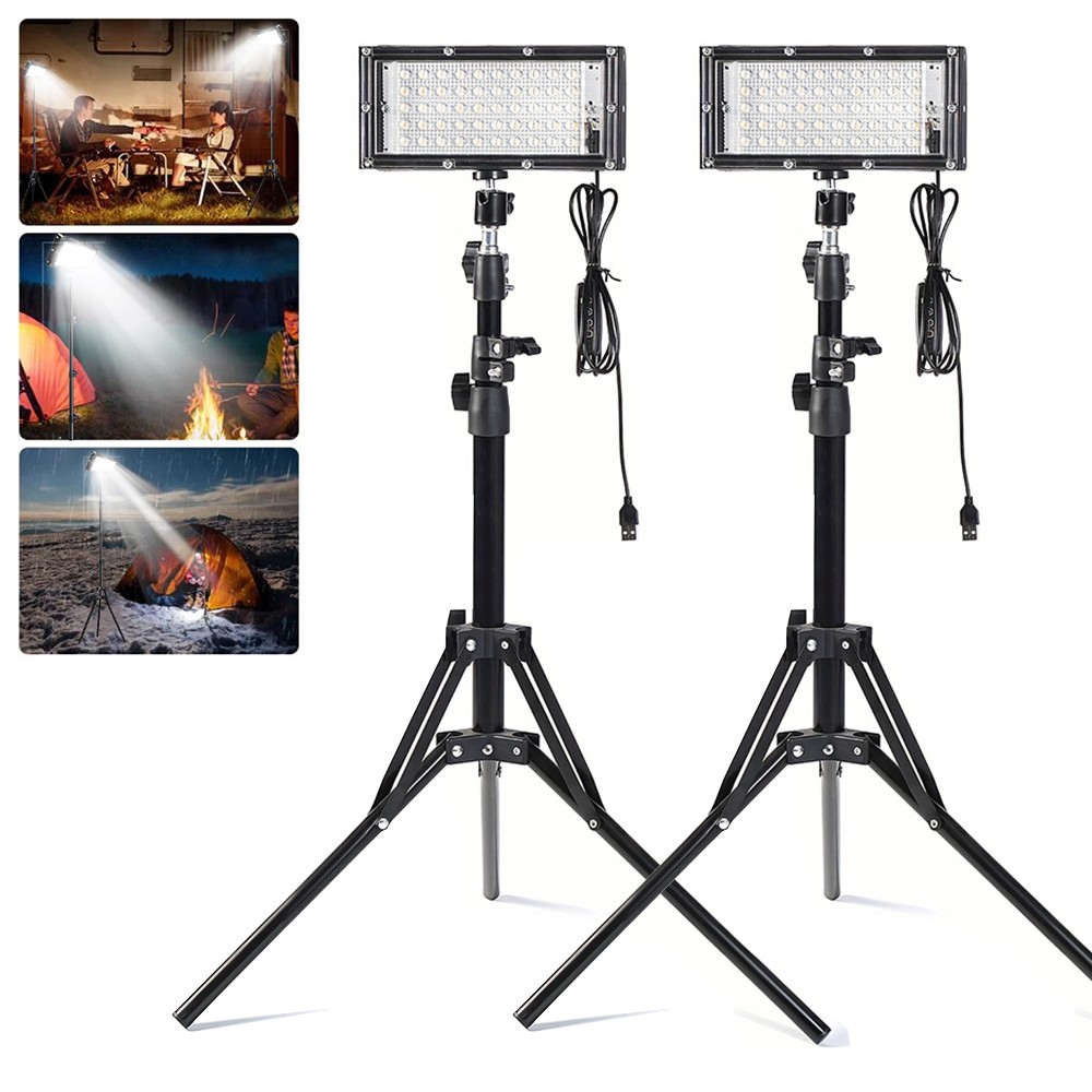 2pcs Portable Tripod Stand LED Work Light Flood Light Heavy Duty Metal Stand NEW