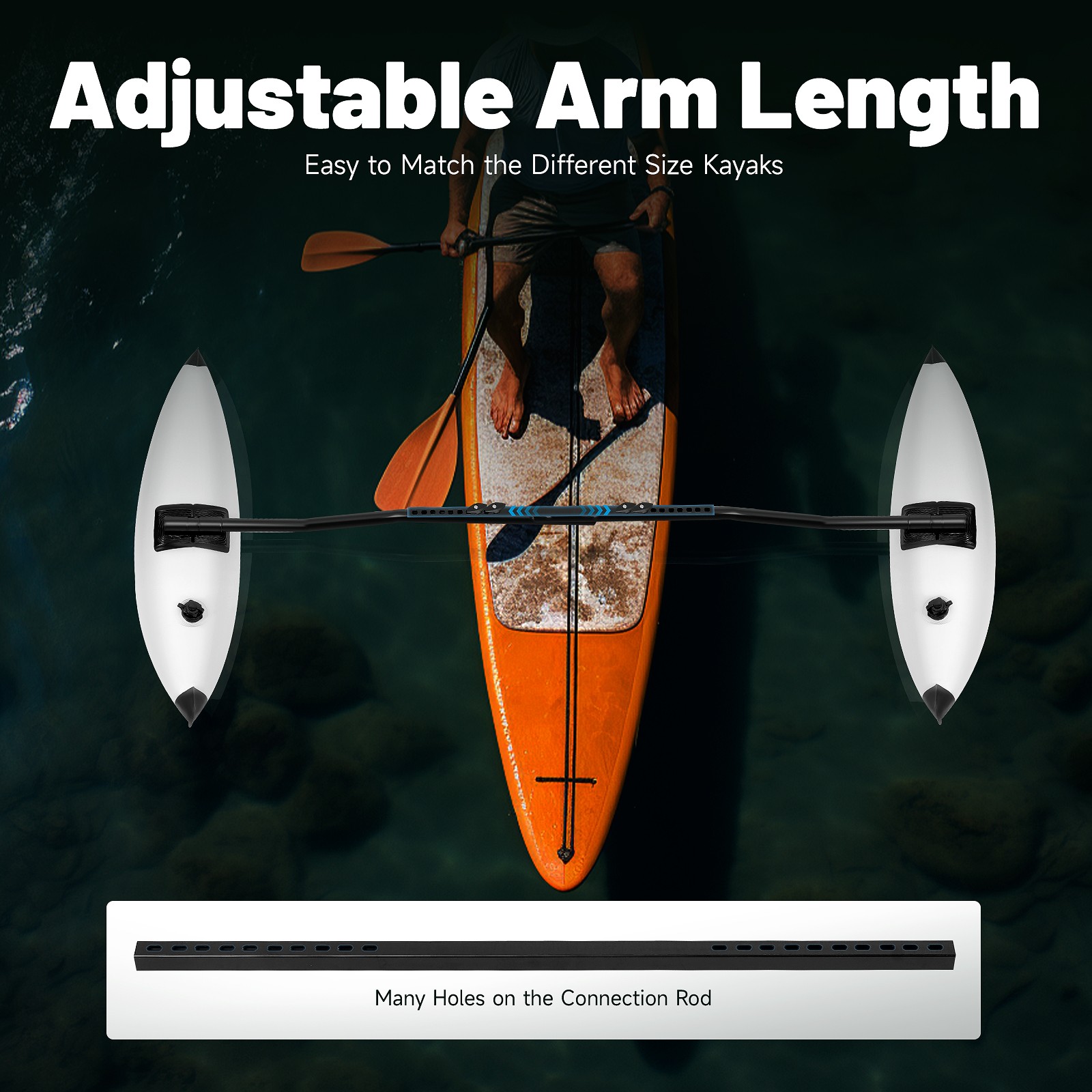 NEW 2 White PVC Kayak Canoe Boat Fishing Outrigger Stabilizer+Ama Kit USA!