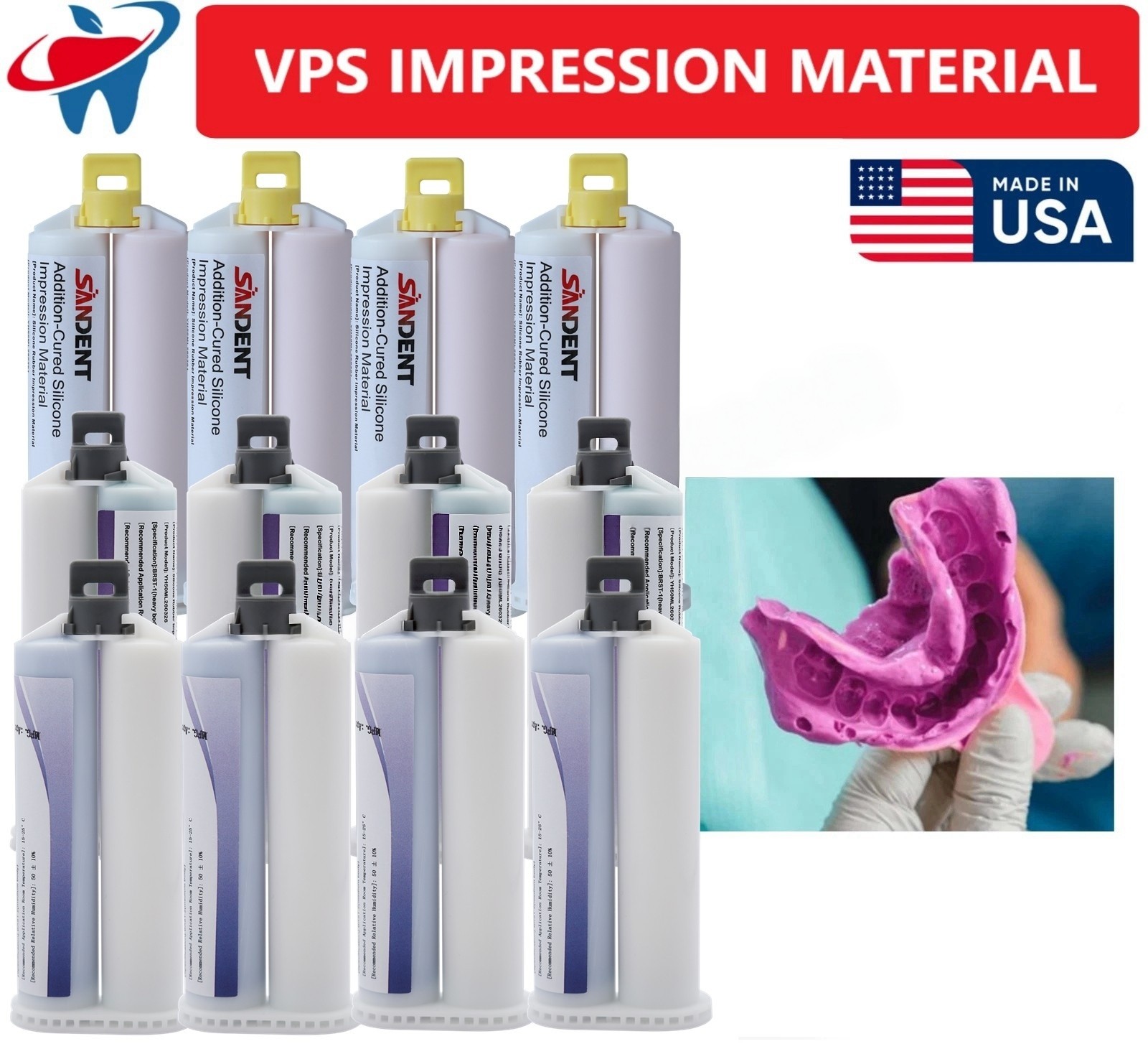MEDIUM HEAVY LIGHT Material REGULAR SET Dental VPS Impression 50ml Cartridg 4/pk