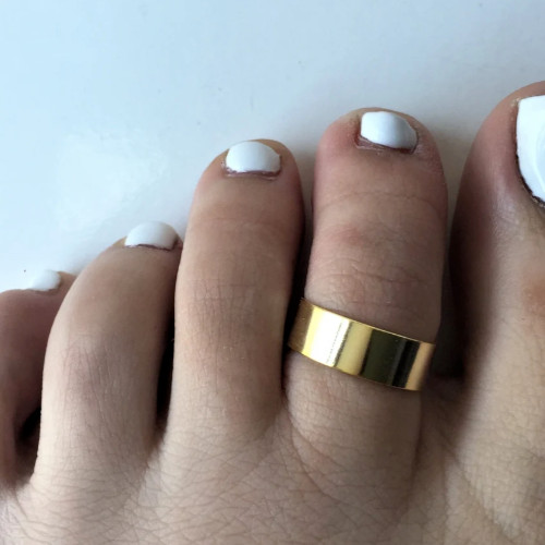 Daily Use Women's Solid Metal Adjustable Band Toe Ring Yellow Gold Plated Silver