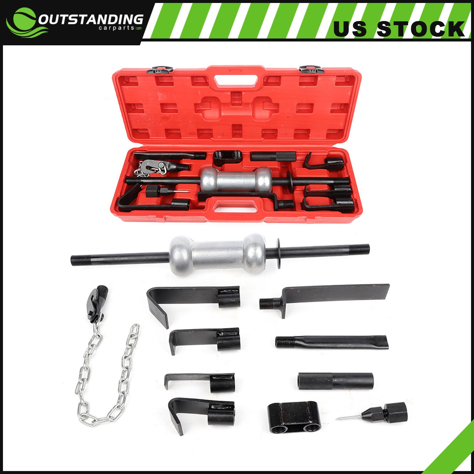 ✅Auto Body Truck Repair Tool Kit Dent Puller w/ Hammer Slide 13PC Set