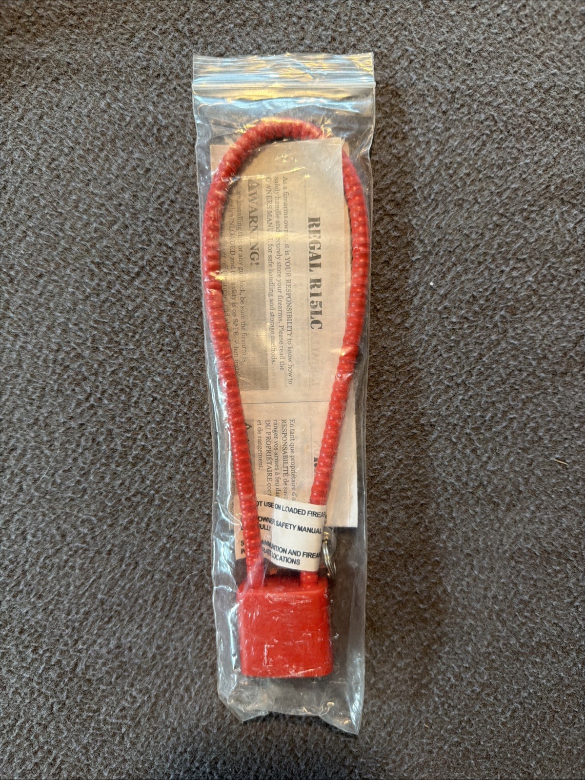 REGAL FIREARM GUN SAFETY CABLE LOCK R15LC1 New Red