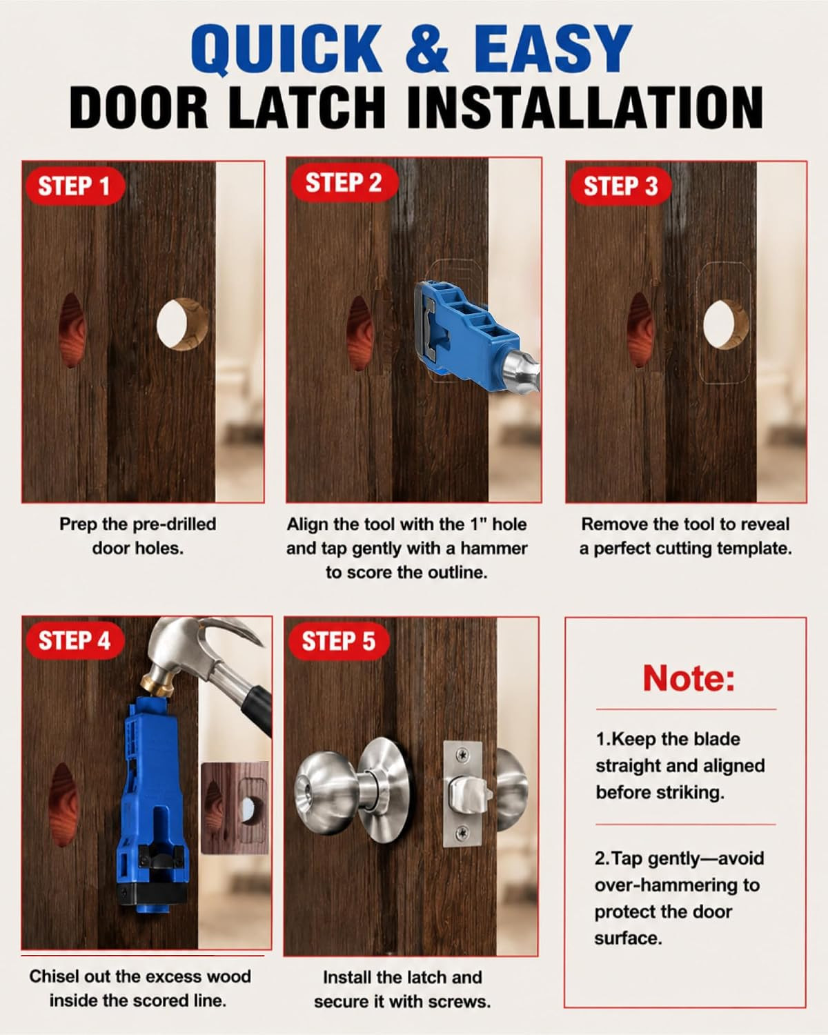 ALL-IN-ONE Door Hinge Jig & Lock Installation Kit with 2 Slider Locking Tools, A