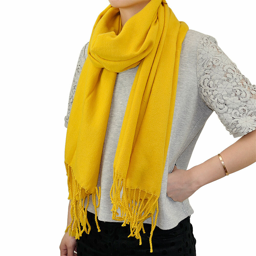 Solid Color Cotton Blend Thick Winter Warm Scarf Wrap Shawl Soft Fringe Unisex