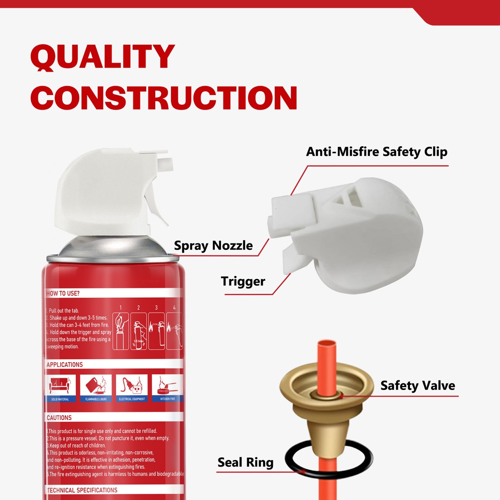 2 Pack Portable Fire Extinguisher Spray Mini for Home Kitchen Car Safety