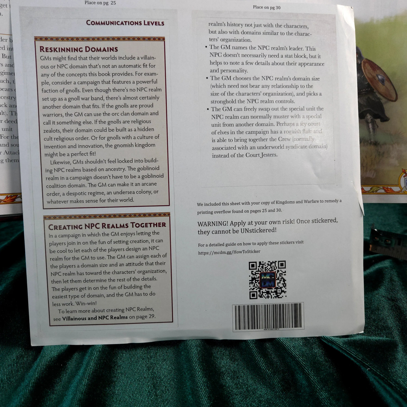 Kingdoms & Warfare RPG Sourcebook MCDM Productions with Corrections