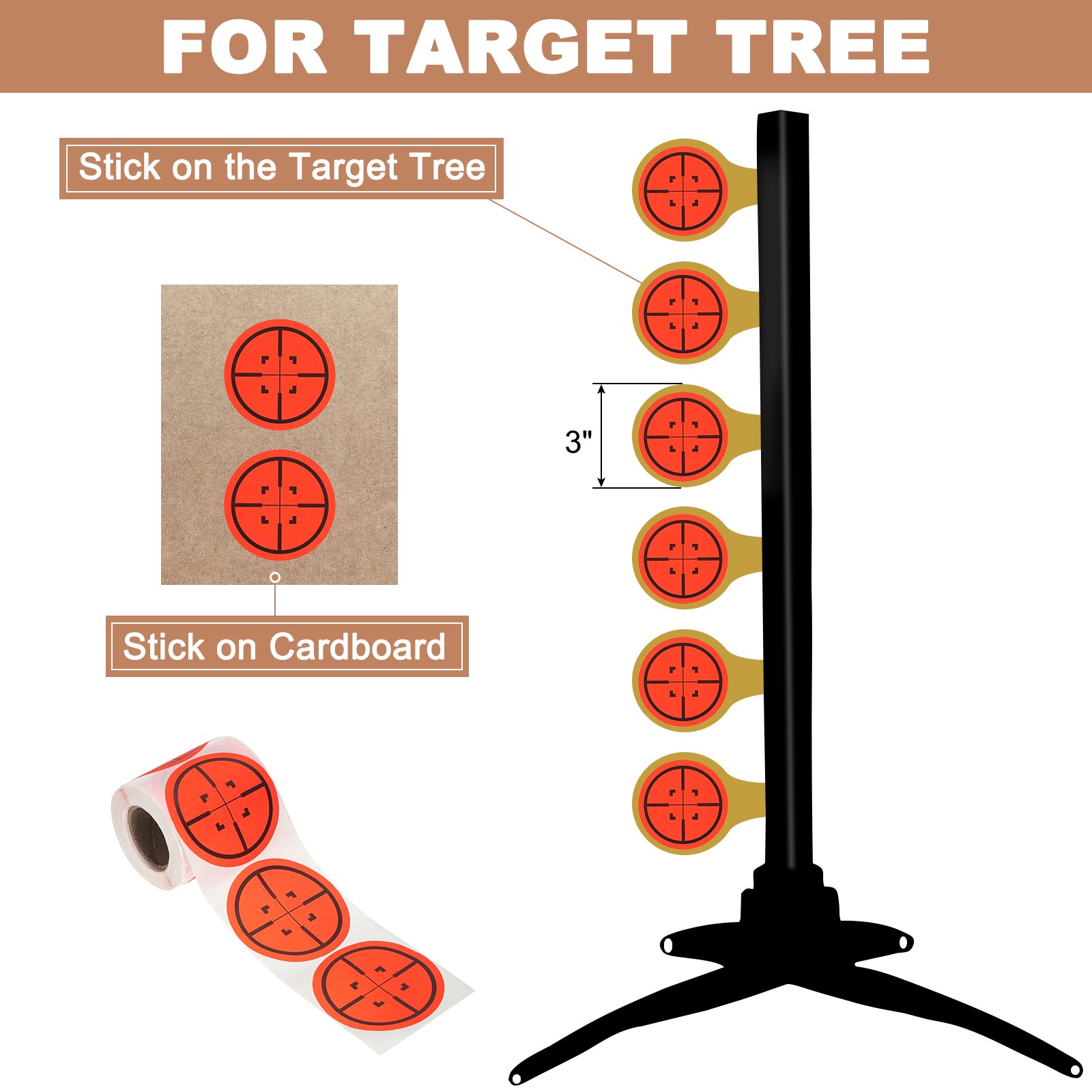 1 Roll Circle Splatter Target Stickers 3", Orange/Black Style 3