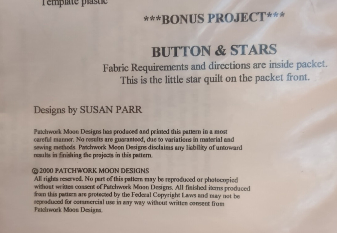BUTTON DOWN STAR Quilt Pattern by Patchwork Moon Designs 46 x 46