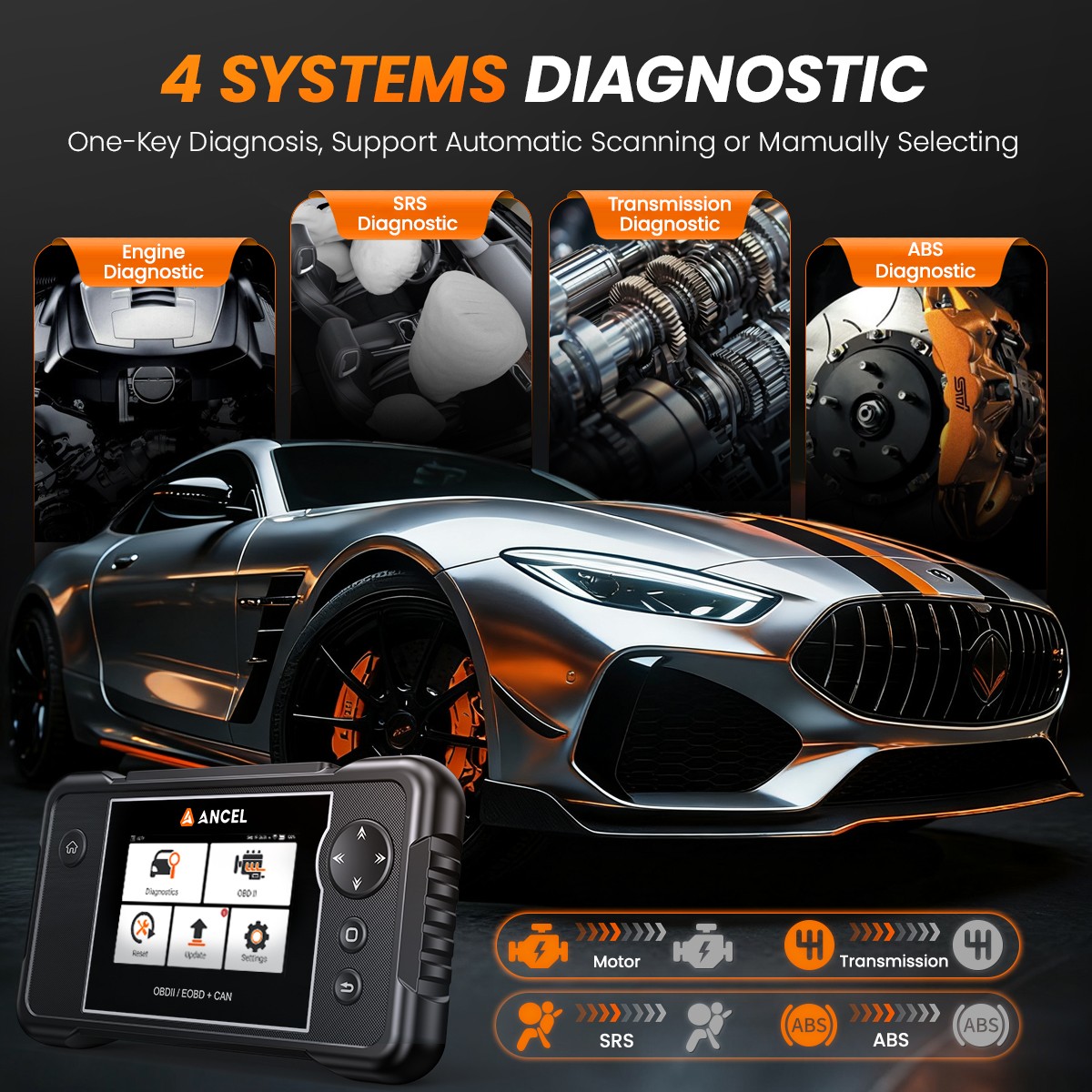 ANCEL FX2000 PRO OBD2 Scanner ABS SRS TCM Engine Code Reader Car Diagnostic Tool