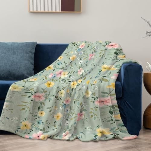Spring Pastel Flower Theme Blanket Gifts for Women Girls, Soft Warm