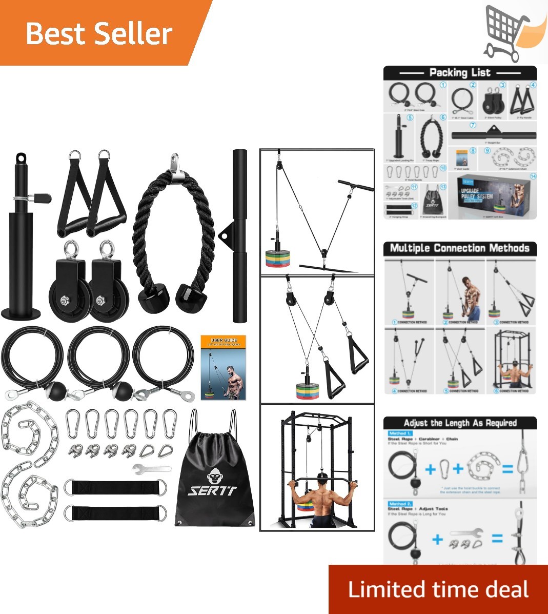 Cable Pulley System Alloy Steel Home Gym Equipment Biceps Triceps Lat Pull Down