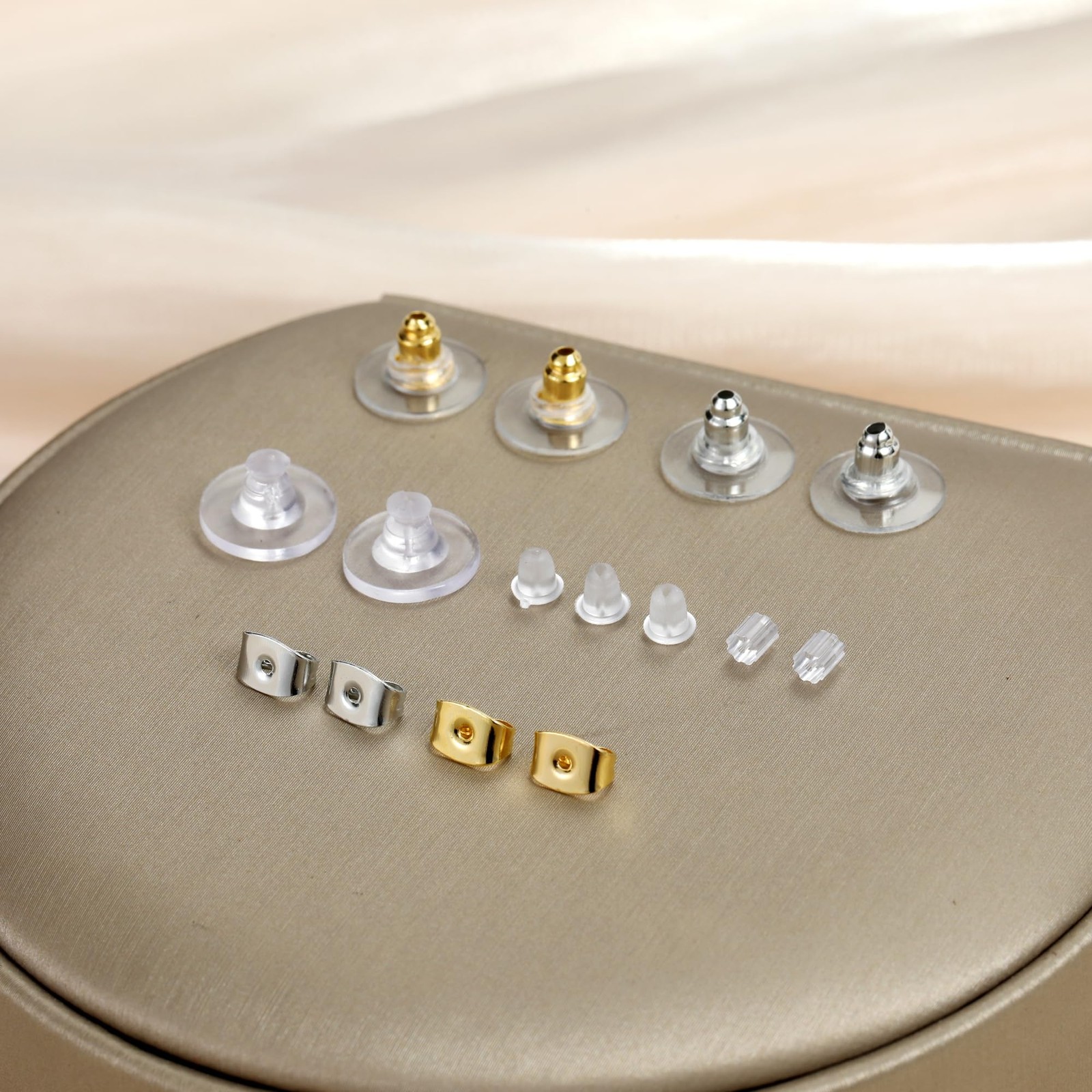 7 Styles 500PCS Earring Backs for Studs, Clear Plastic Hypoallergenic Metal Rub