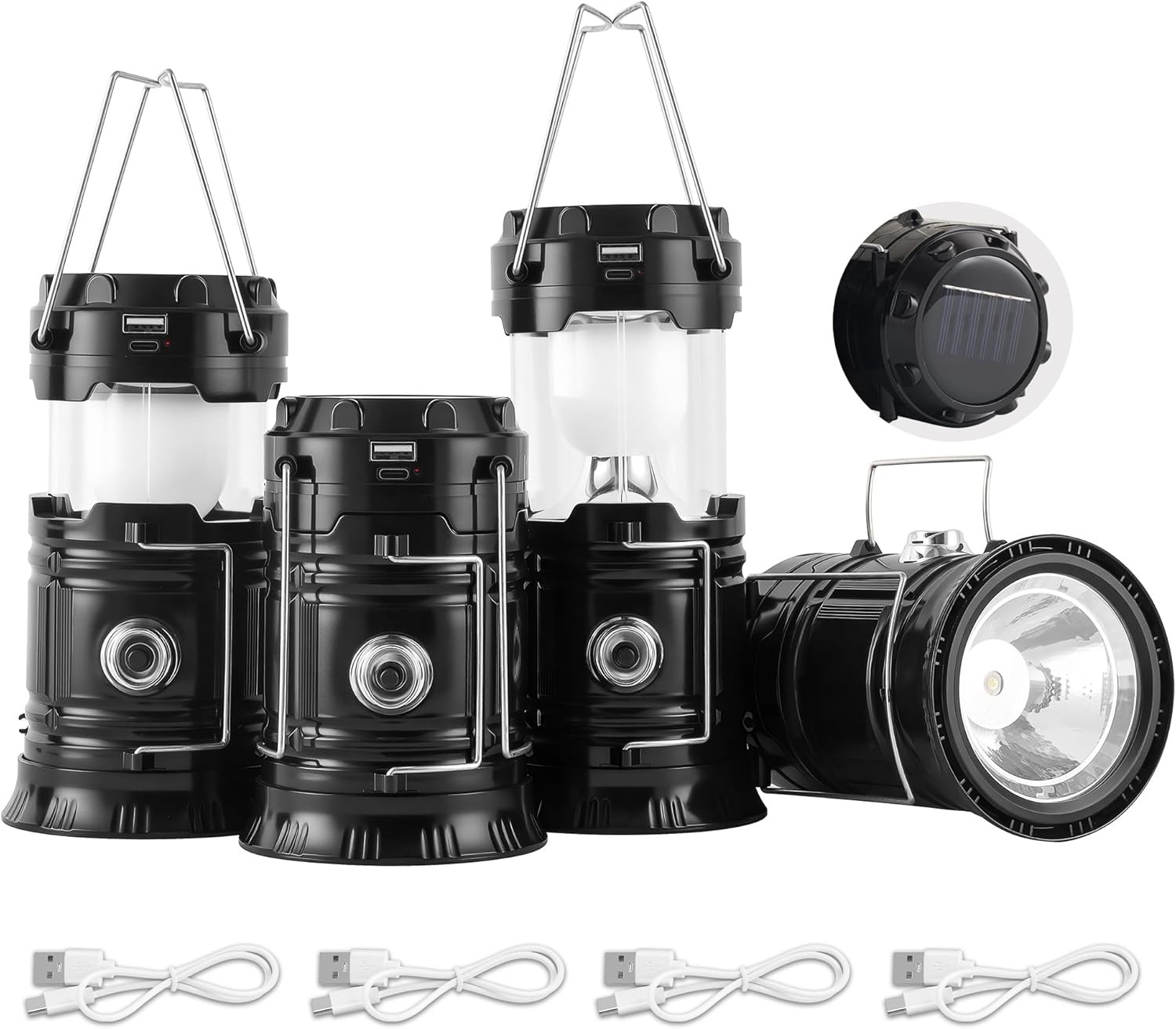 Lichamp Collapsible Portable Solar Camping Lantern, USB Rechargeable LED Flashli