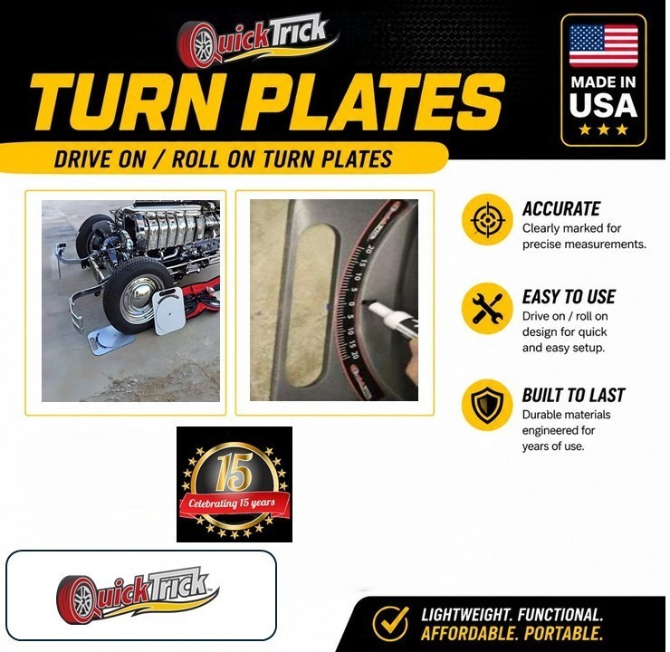 Wheel Alignment Turnplates - Made of US Steel - Roll on Plates from QuickTrick